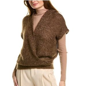 Brunello Cucinelli Brown V-Neck Sweater Vest